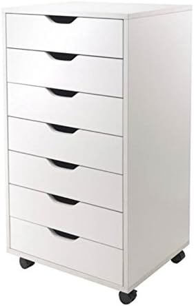 Ergode Wood Halifax 7-Drawer Cabinet - White | Versatile Storage Solution for Home & Office | Easy-Open Drawers | Mobile & Space-Saving Design