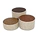 FDP Rustic 15 inch Round Two-Tone Ottoman Set for Ages; Flexible All-Foam Seating, 3 Tiered Stool Heights 6, 9, 12 inch; for Playroom, Classroom, Library (3-Piece) - Distressed Assorted, 13876-DA