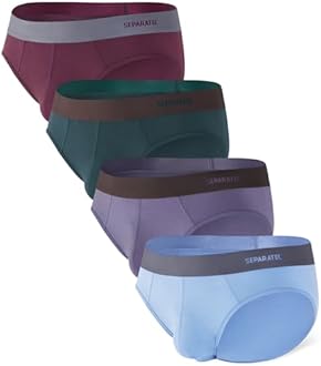 Separatec Mens Underwear Briefs, Breathable Cooling Rayon Made from Bamboo Underwear, Dual Pouch Mens Briefs 4 Pack