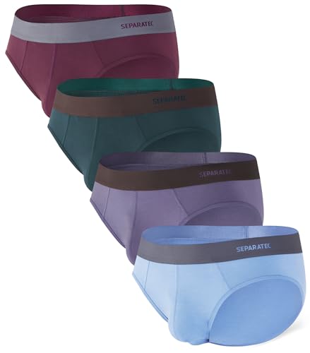 Separatec Mens Underwear Briefs, Breathable Cooling Rayon Made from Bamboo Underwear, Dual Pouch Mens Briefs 4 Pack