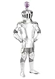 Fun Costumes - Medieval Knight Costume for Men | Full Knight in Shining Armor Outfit for Renaissance Cosplay | Authentic Knight Attire with Accessories for Adults - Silver, Standard