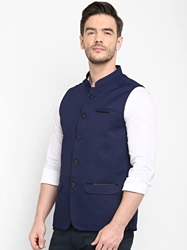 Image of hangup Men's Printed Cotton Nehru Jacket /waist coat, color Green. Size 38 (170A PrintedDup Nehru)
