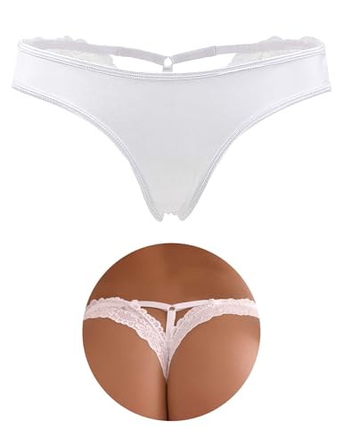 String Femme Sexy Chic Hot String Ficelle Ouvert Femme Sexy Grande Taille Tanga Coton Dentelle Culotte Fendue sans Couture Invisible sous Vetements Feminins...