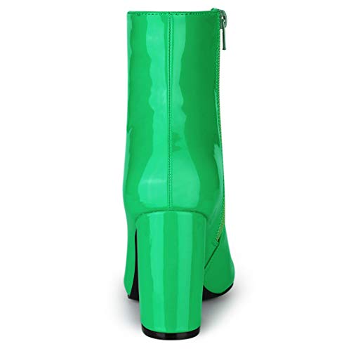 Allegra K Allegra K Women's Chunky Heel Pointed Toe Green Zipper Ankle Boots - 5.5 M US