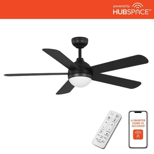 Hampton Bay Morland 52 in. Smart Indoor/Covered Outdoor Matte Black Ceiling Fan with Remote and Integrated LED Powered by Hubspace 59080 thumbnail 8