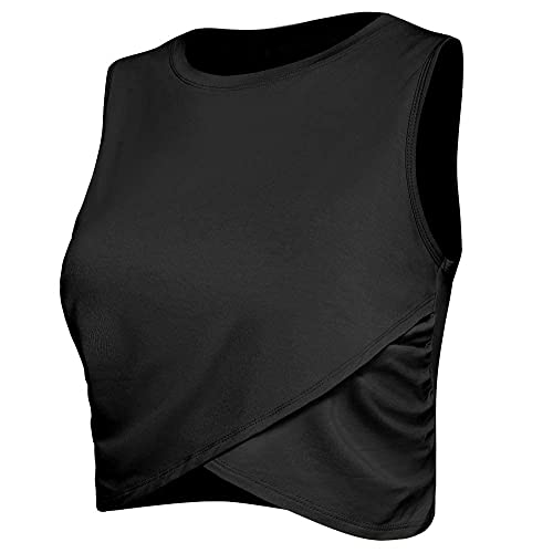 Sanutch Crop Top Athletic Shirts For Women Running Workout Yoga Crop Top Workout Shirts Black Xs #TOP3