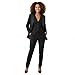 Allingentle Women's Suiting Pantsuit 3 Piece Set Wedding Business Professional Black Outfits Women Office Casual Pant Suits, Black, 10