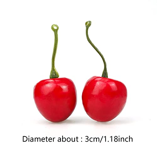 Wild Tribe 100Pcs Christmas Fake Red Cherries Fruit Cherry For Faux Sundae And Cupcakes, Artificial Lifelike Cherries Fruit For Party And Wedding Decoration #TOP6