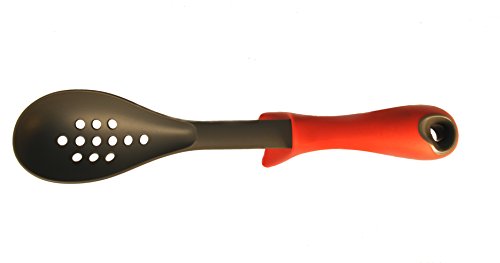 Uniware Professional Non-stick Kitchen Gadgets with Weighted Handle and Integrated Tool Rests (Slotted Spoon, Red)