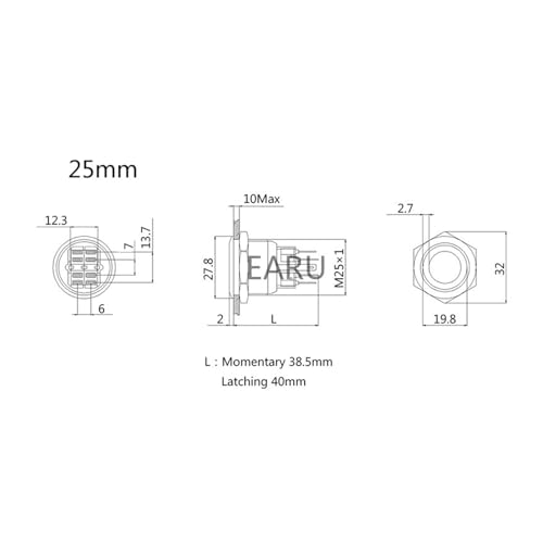 Interrupteur de voiture 12V 25mm avec marquage de puissance - 6