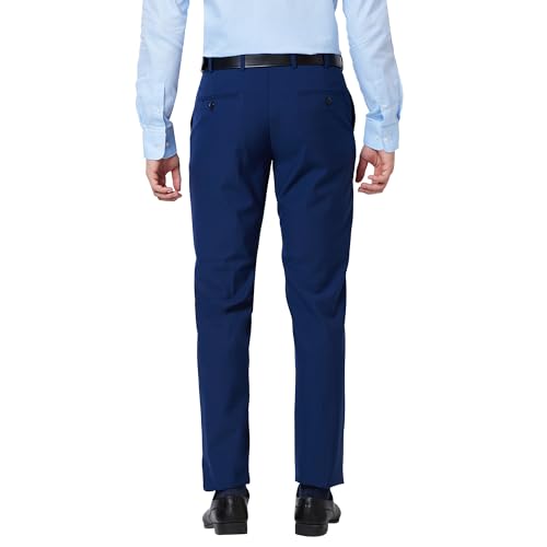 Image of Park Avenue Men's Smart Fit Mid Rise Solid Pattern Poly Viscose Blend Pleatless Formal Trouser