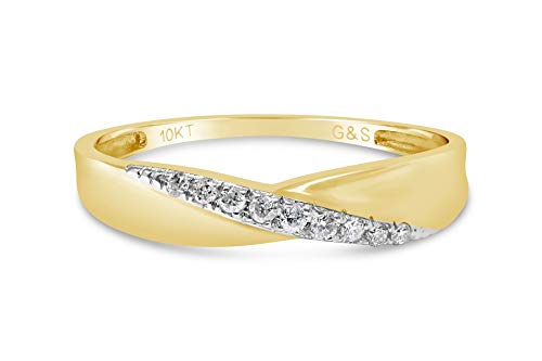 Bague en or jaune avec diamants - Alliance éternité qui met également en valeur les bagues solitaires, M, Métal, Diamant