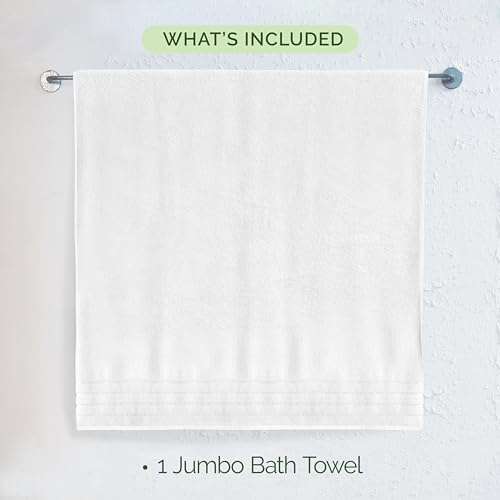 Image of Elegant Comfort 100% Turkish Cotton 4 Lines Viscose Stripe Jumbo Bath Towel - Hotel Spa Quality Extra Large 35 x 70 Inch Bath Towel Ultra Soft, Super Absorbent Quick Dry Large Bath Towel, White