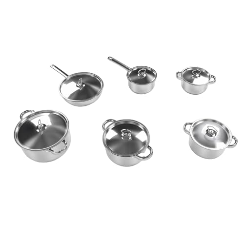 Pssopp Ensemble de Casseroles, Diverses Méthodes de Cuisson, Ensembles de Batterie de Cuisine pour Four à Induction Domestique, Casserole en Acier Inoxydable, Ensemble de Casseroles en Acier