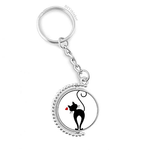 Porte-clé chat rotatif design coeur multicouleur avec anneau keyholder aux finitions soignées