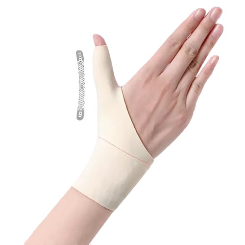 Aorsky 手首 親指サポーター 強力サポート【理学療法士監修x記憶スプリングサポート】薄手 腱鞘 固定 圧力調節 速乾性 通気性 肌に優しい 仕事 育児 スマホ/パソコン操作 男女兼用 四季兼用 肌色 右手 S 親指囲サイズ(6 CM以下)