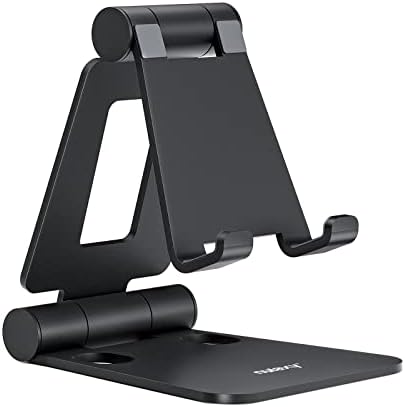 Nulaxy Dual Folding Cell Phone Stand, Fully Adjustable Foldable Desktop Phone Holder Cradle Dock Compatible with Phone 13 12 11 Pro Xs Xs Max Xr X 8, Nintendo Switch, Tablets (7-10"), All Phones