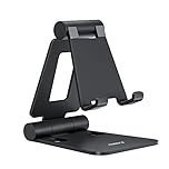 Nulaxy Fully Aluminum Phone Stand, Dual Folding Angle Height Adjustable Mobile Holder Cradle for Desk Compatible with iPhone 17 16 15 14 13 12 11 Pro Max XR Xs X, Galaxy, Nintendo Switch, All Phones