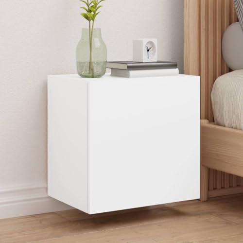 GeenYuu Juego de 2 armarios de pared para TV, color blanco, 40,5 x 30 x 40 cm, madera flotante, para salón, dormitorio, almacenamiento multimedia
