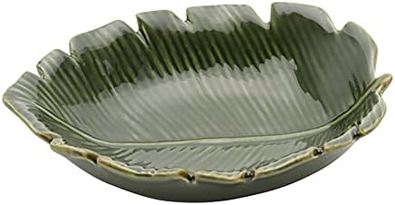 FOLHA DECORATIVA DE CERÂMICA BANANA LEAF 16x12x4CM VERDE