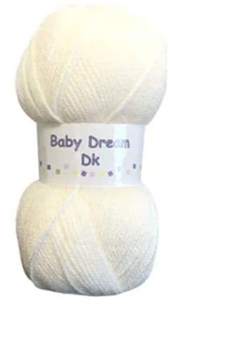 WoolCraft Baby Dream DK Knitting & Crochet Yarn, Beautifully Soft Baby Yarn Available in 9 Pastel Shades, 100% Acrylic, 300 Metres, 100g Balls, Pack of 5, Cream