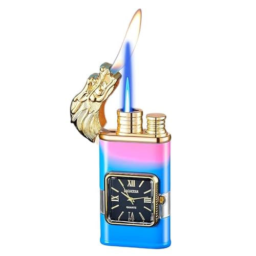 Encendedor de doble llama azul, ignición ajustable y recargable