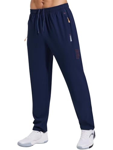 Gaiatiger Pantalones de Chándal para Hombre Ligeros Transpirable Pantalones Deportivos Running Jogger Pantalon Largos con Bolsillos con Cremallera,C3039-Navy-L