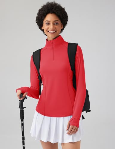 Image of LOMON Women Long Sleeve Shirts Sun Protection 1 /4 Zip Summer Quick Dry Hiking Shirts Quarter Zip Pullover for Women