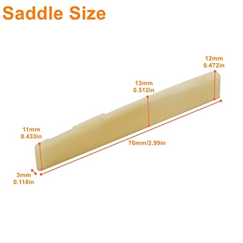 Miwayer 12 String Acoustic Bridge Guitar Unbleached Bone Saddle And Nut Made Of Real Natural Bone (12 String Acoustic Bridges 1 Pair) #TOP2
