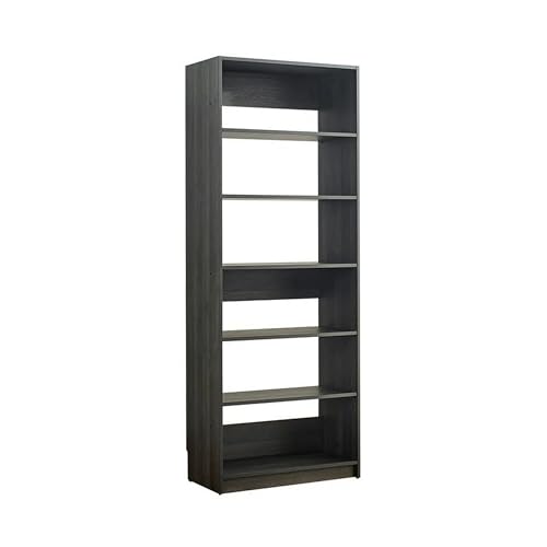 Benjara Dee Modular Closet System, 5 Tier Storage Shelves, Wood Finish, Gray and Black