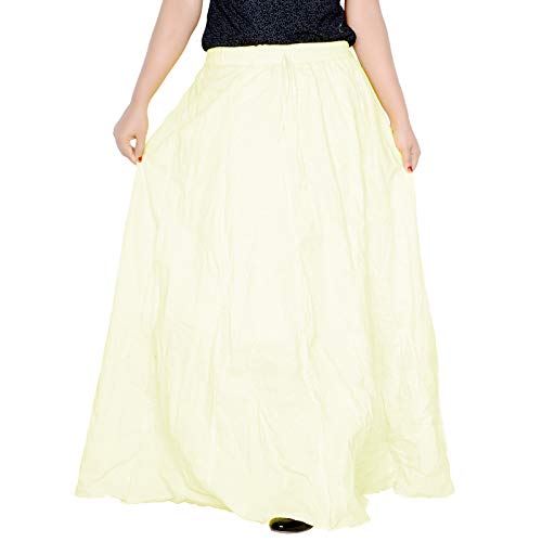 Image of Sttoffa Women Solid Color Maxi Plain Cotton Full Length White Skirt 40 inch Long Cotton Long Skirt