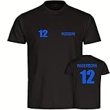 VIMAVERTRIEB® Herren T-Shirt Paderborn - Trikot 12 - Druck: blau - Männer Shirt Fußball Fanartikel Fanshop - Größe: M schwarz
