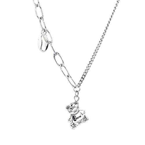 Collier ours pendentif d'été femme argent thaï bijou style japonais industrie lourde 44cm
