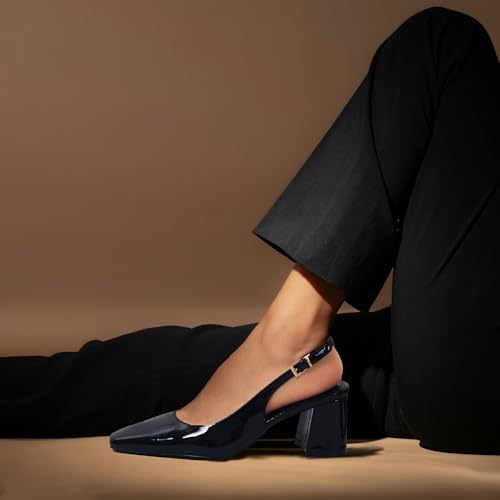GENSHUO Slingback Heels for Women Pumps Square Closed Toe Low Chunky Block Heel Dress Pumps Comfortable Slip On Work Wedding Casual Office Shoes3
