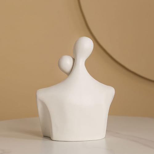 Escultura de pareja romántica en porcelana blanca miniatura 4