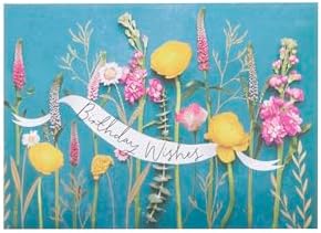 UK Greetings Birthday Card For Her/Friend With Envelope - Beautiful Design With Floral Hoop