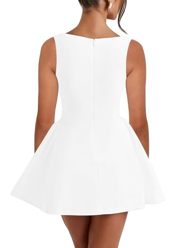 Image of BORIFLORS Women's Sexy Square Neck Bodycon Mini Dress Ruched Corset Cocktail Party Short Dresses