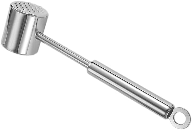 304 Stainless Steel Meat Tenderizer Hammer with Dual-Sided Head, Heavy-Duty Hand-Held Tool for Steak, Chicken, Pork, Beef, 27cm Length