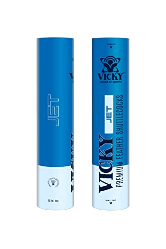 Vicky Jet Feather Shuttlecock Ideal for Friendly Matches, Competitions, Gifting, Regular Sports, Practising & Entertainment- White (Pack of 10)