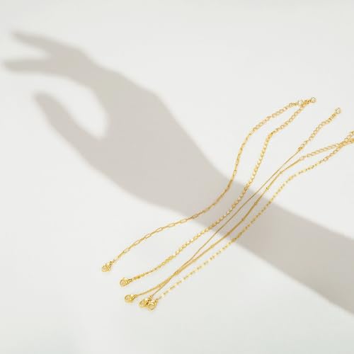 Image of Dainty Simple Gold Bracelets for Women, Stackable Satellite Paperclip Lip Bracelet Set Tiny Lip Dot Chain Box Link for Handmade Gift Minimalist Cute Trendy Jewelry Gold Accessories for Women