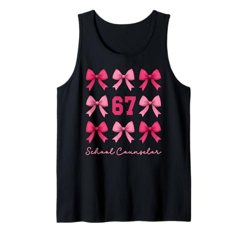 67 School Counselor Meme Coquette Bows Funny Six Seven Tank Top