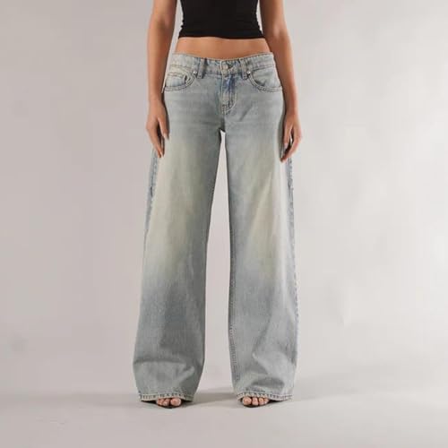 Women Y2K Baggy Low Rise Jeans Straight Wide Leg Boyfriend Trousers Street Trendy Stretch Long Denim Pants2