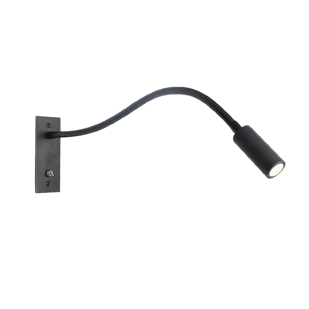 HYJAUSXB Recessed Reading Wall Lamp 3W LED Hotel Headboard Light Fixture, Flexible Gooseneck Sconce with Switch, Modern Minimalist Lights for Console, Studio, Bedroom Bedside (Black)