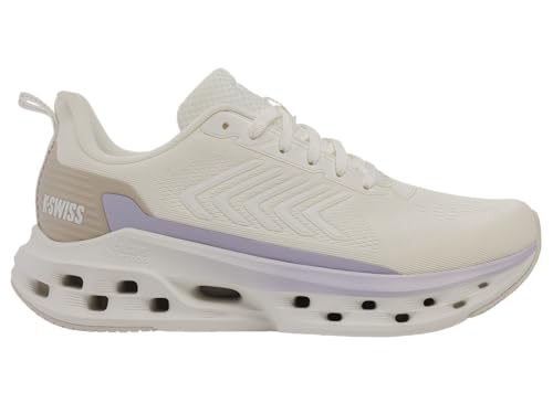 K-Swiss Femme Melrose Tubes Lite Chaussures de Course, Blanc Neige, Gris Clair, Lilas, 41.5 EU