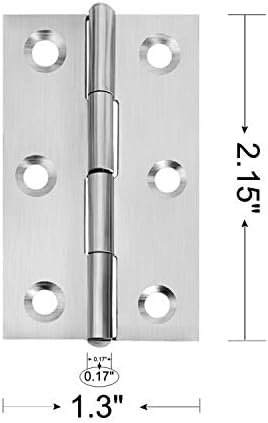 Miniatura 5 de Bisagra de puerta de acero inoxidable para muebles para el hogar, 10 unidades, 2.15 x 1.3 pulgadas