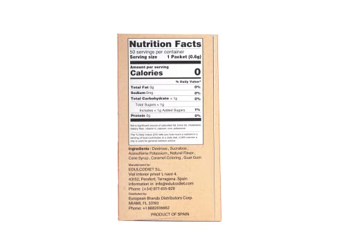 Food Factor Brown Sweetener Sticks 50's - Cane-Molasses Zero-Calorie Sugar Substitute Sachets, Zero Sugar & Zero Glycemic, 10x Sweeter Than Sugar, Keto & Vegan On-the-Go Sticks, Made in Spain