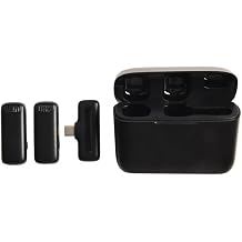 Professional J13 Wireless Lavalier Microphone Dual Clip On Mic with Charging Case Noise Cancelling for iPhone for android Vlog Streaming Video Recording Black 4.5x1.8x6.5CM