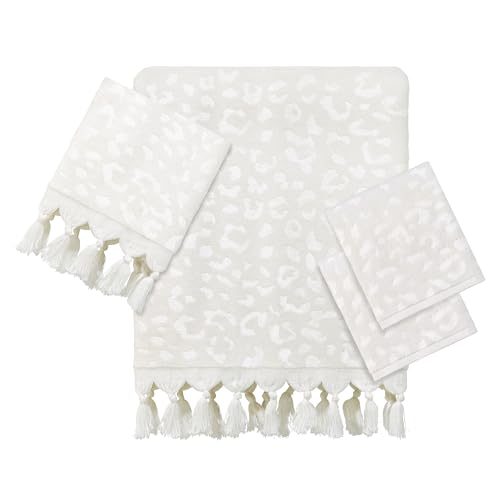 Nicole Miller - 4pc Towel Set, Soft & Absorbent, Dorm Room Essentials (Celina Collection, Cream)