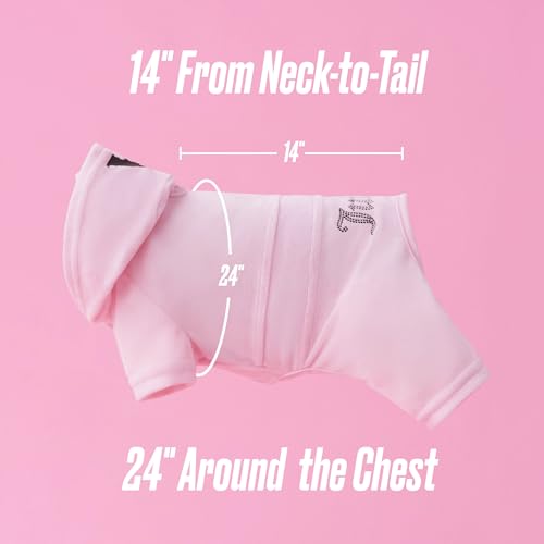 Juicy Couture Hooded Pet Juicy Bling Velour Tracksuit Chest 24 inches for Small Dogs and Cats - Pink - M/L