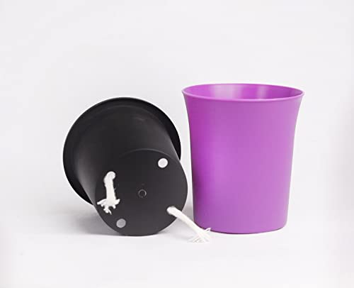 Image of Harshdeep Self Watering Pots for Indoor Plants - Oslo - Home Livingroom Patio Garden Decorative 4 Inch Round Plastic Small Size Planter Set of 3 (Purple)